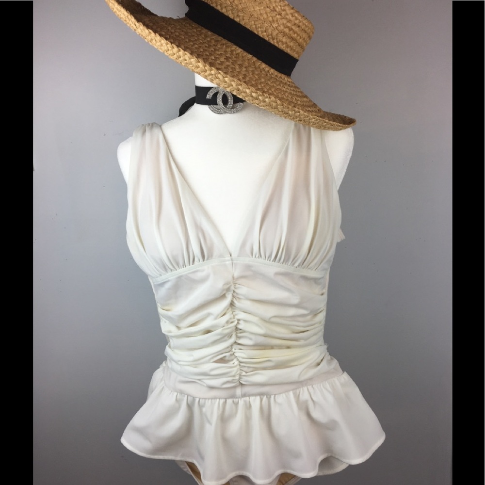 White bathing suit one piece